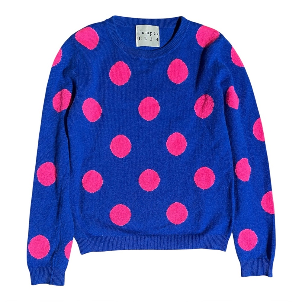 Jumper 1234 Blue and Pink Polka Dot Sweater